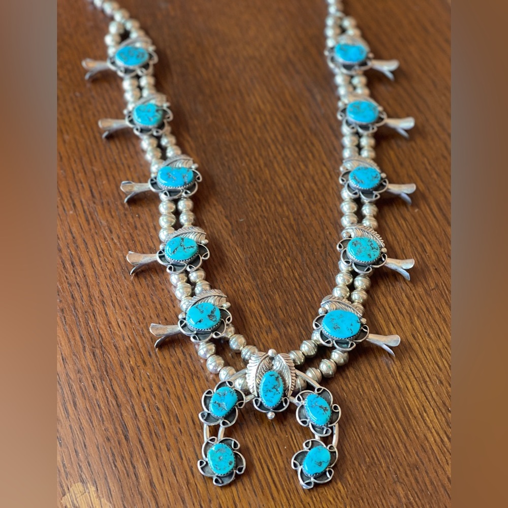 Vintage Navajo Squash Blossom Sterling And turquoise
